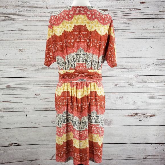 BCBGMAXAZRIA Women's Tereza Surplice Neck Faux Wrap Dress Size Large - Picture 11 of 14